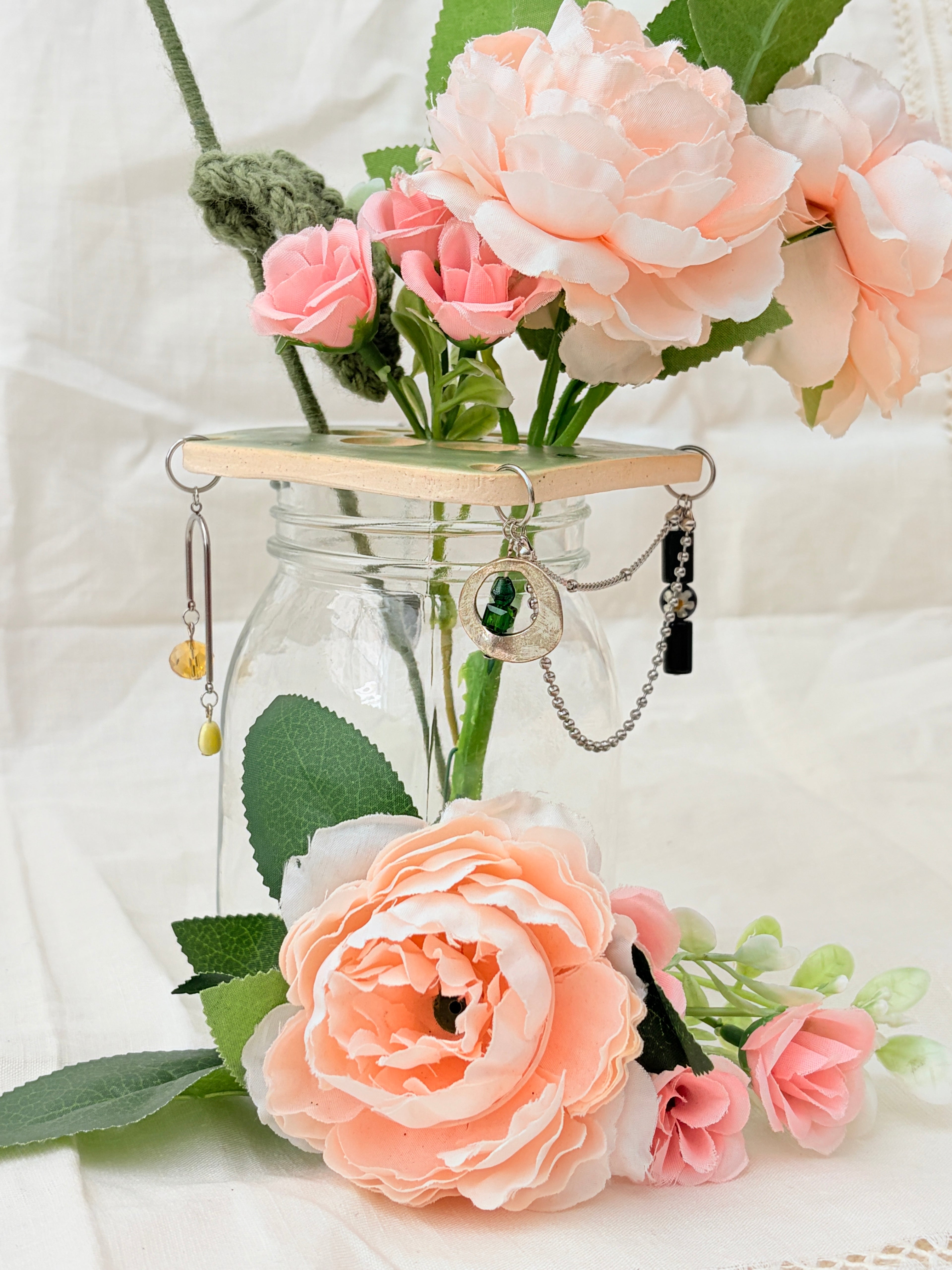 Glimmer Vase Topper - Green Square